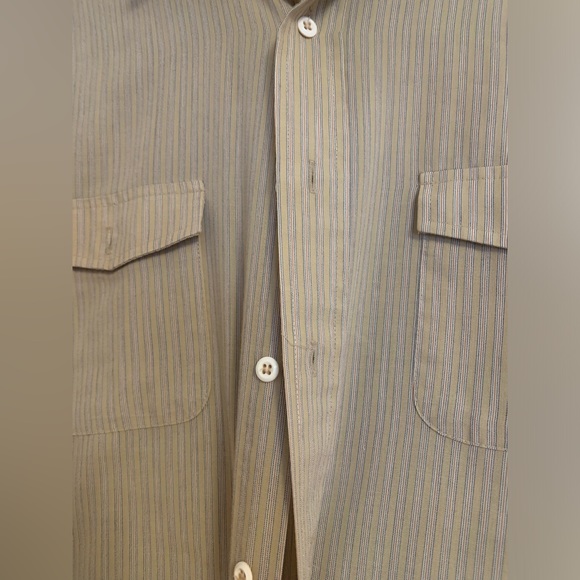 Vintage Levi's For Men Buttondown Shirt, tan stripes, large - Picture 7 of 8